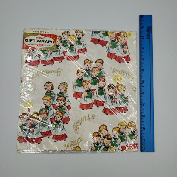 Vintage MCM Christmas Gift Wrapping Paper Wrap Children Carolers Choir Ben Mont - Picture 7 of 10